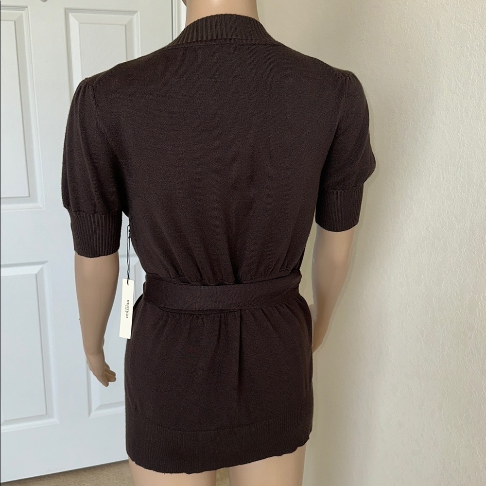 NWT Vertigo Paris Coffee Bean Color Knit Cadigan Sweater Sz.M. - Picture 5 of 15